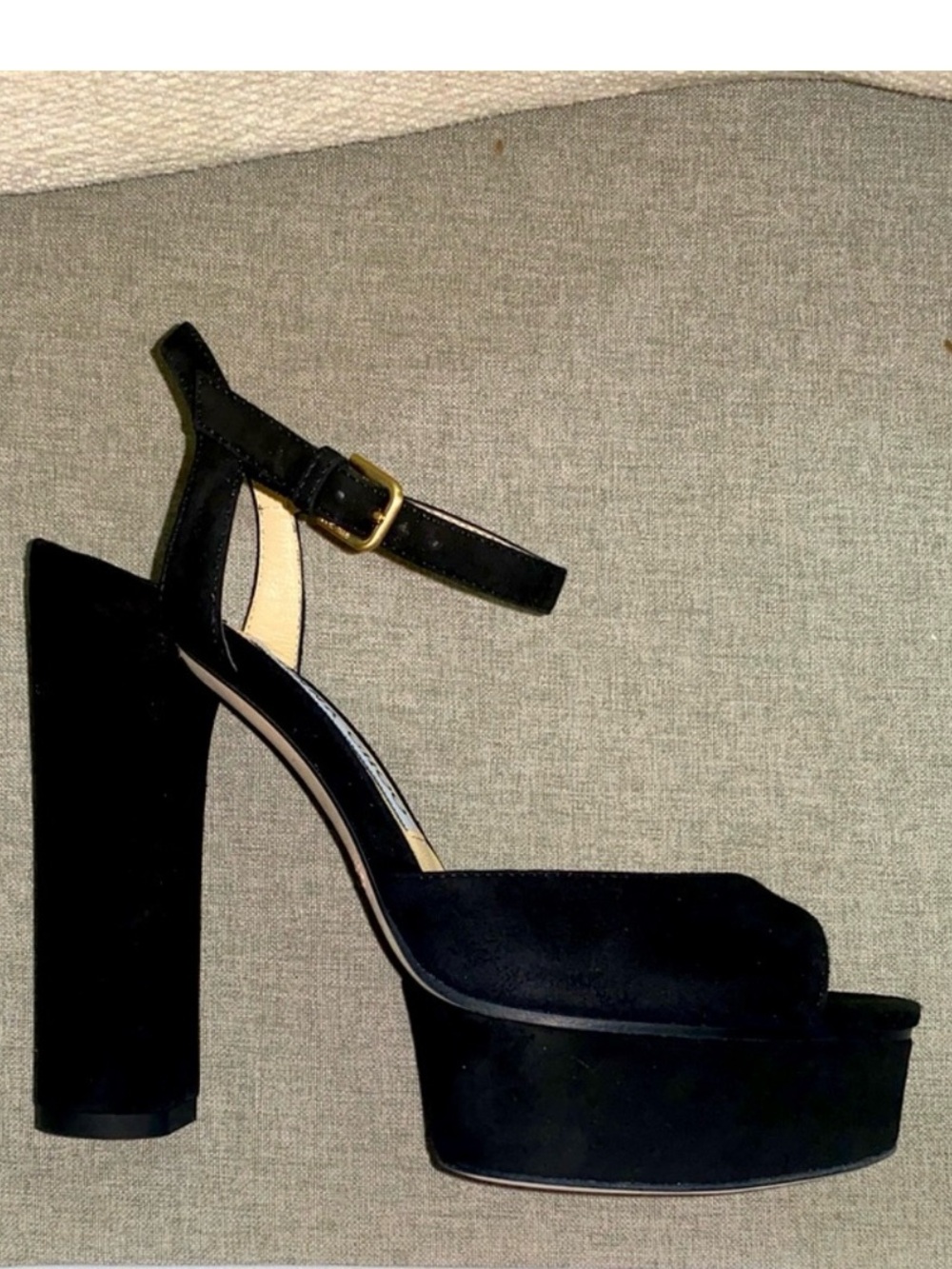 Jimmy Choo peachy 125 mm peachy black suede NWT 35.5 - Picture 1 of 14